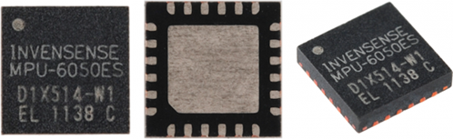 El sensor IMU polifacético MPU-6050 viene en un encapsulado QFN relativamente pequeño, con un total de 24 pines que se esconden por debajo del circuito integrado.