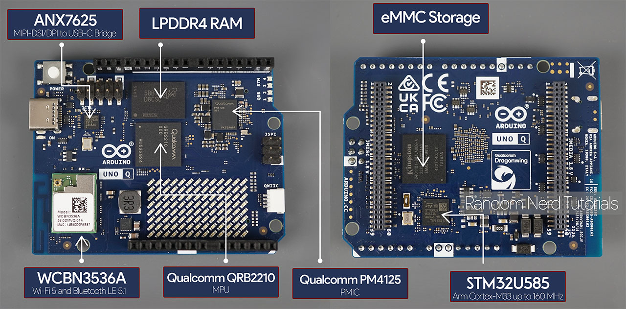 Especificaciones del Arduino UNO Q: SoC Qualcomm Dragonwing QRB2210 y microcontrolador STM32U585