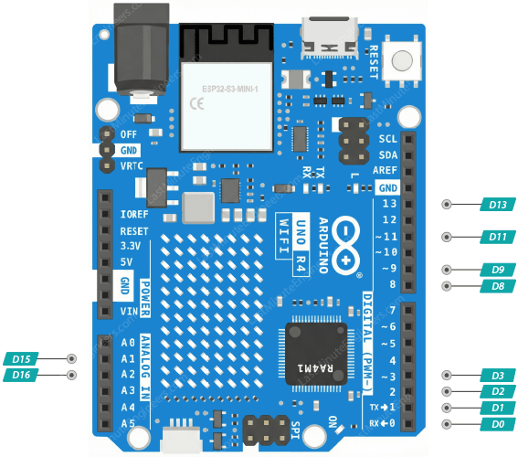 Los once pines con detección táctil capacitiva del Arduino UNO R4 WiFi