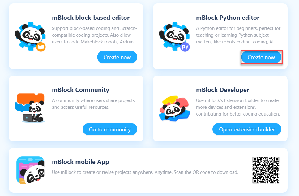 Editor de Python de mBlock, al que se accede desde mLink 2