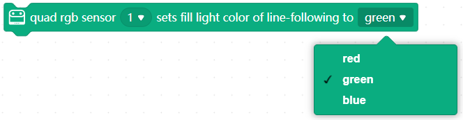 Bloque para cambiar el color de la luz de apoyo entre verde, rojo y azul