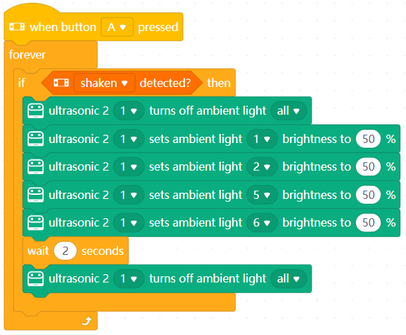 Programa de ejemplo que hace «sonreír» al sensor encendiendo los LEDs 1, 2, 5 y 6